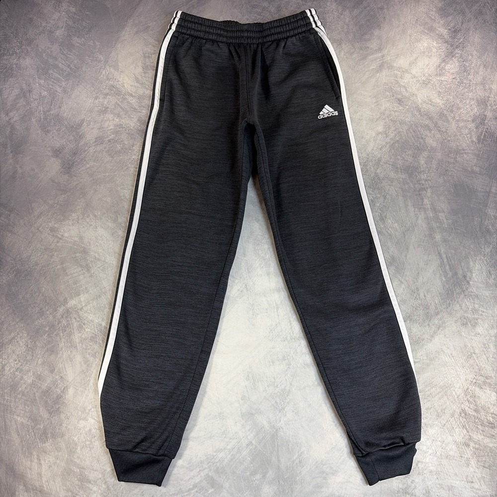 Adidas Joggers Boys XL Grey 3-Stripe Athletic Sweatpants Regular Fit